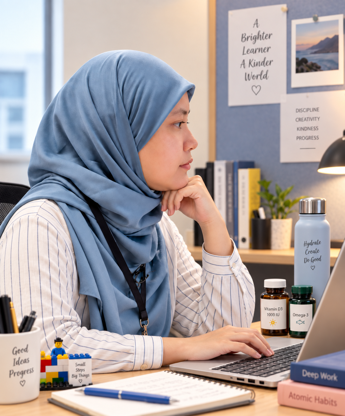 Ms Dhirah at her desk